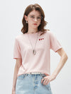 Women's crew neck short-sleeve knitted T-shirt with embroidery