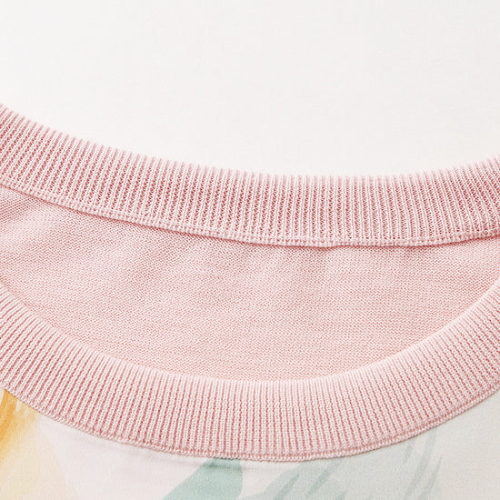 COMOBOCA Women's Floral Print Panel Knit T-Shirt