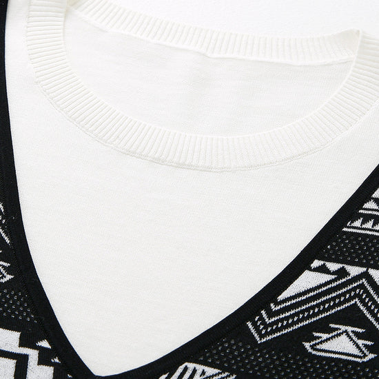 COMOBOCA Women's 2-in-1 Geometric Knit Top