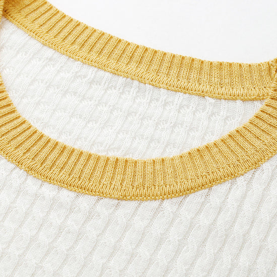 COMOBOCA Women's Wavy Textured Ribbed Knit T-Shirt