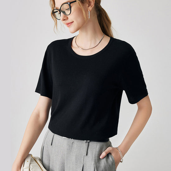 COMOBOCA Women's Essential Round Neck Knit T-Shirt