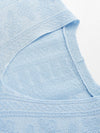 Women's V-Neck Silk-Cotton Jacquard Knit Short Sleeve T-Shirt