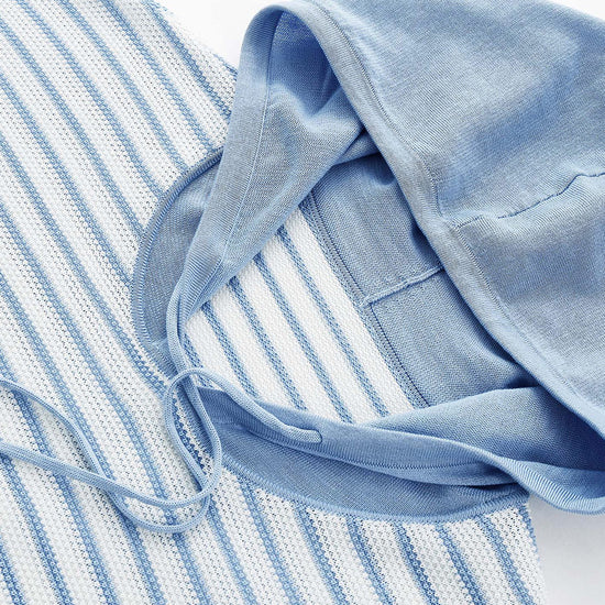 COMOBOCA Women's Striped Contrast Hooded Knit T-Shirt