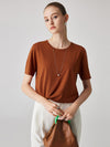 COMOBOCA Tangerine Women's Essential Round Neck Knit T-Shirt