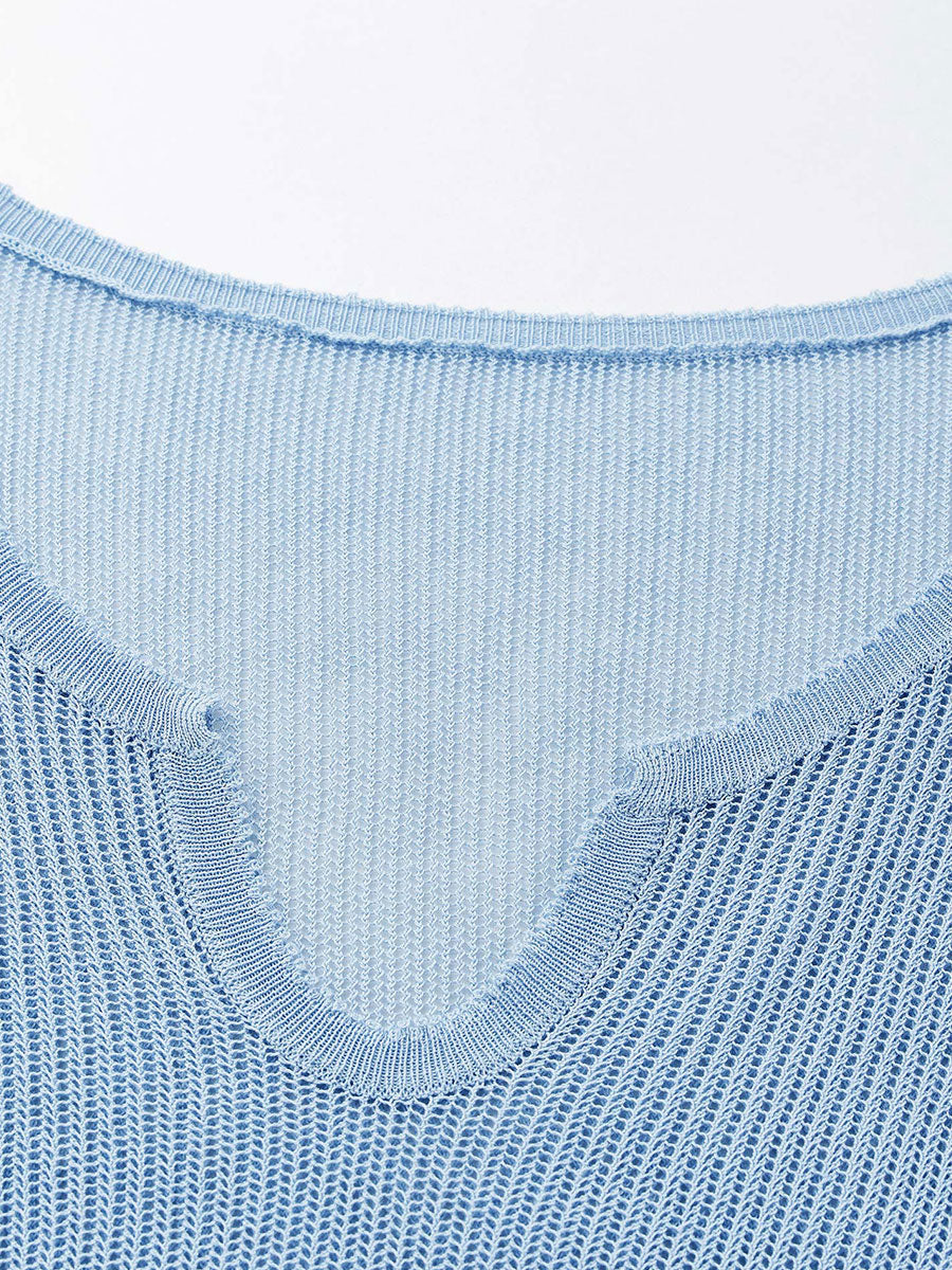 COMOBOCA Women's Split V-Neck Knit Sweater