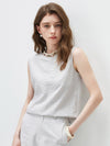 Women's Mock Neck Mulberry Silk Blend Vintage Sleeveless Vest