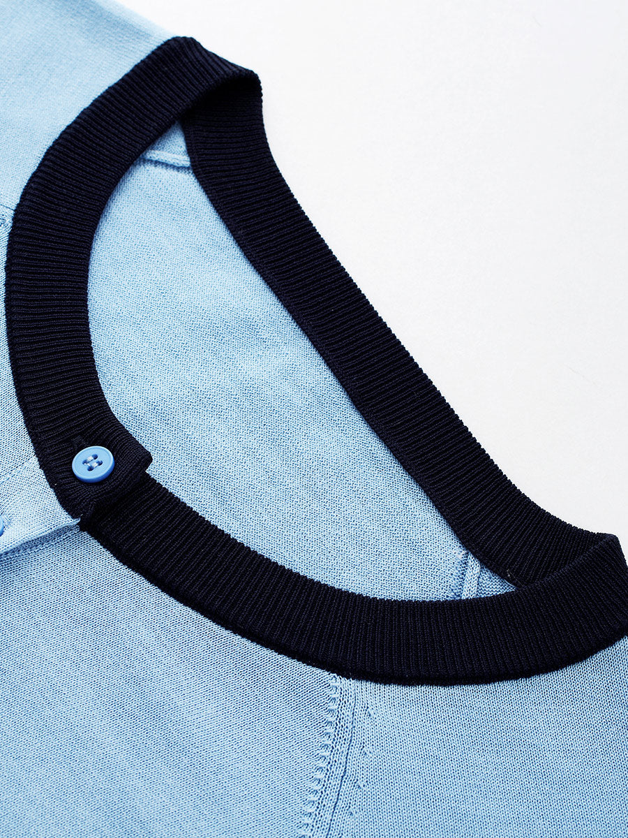 COMOBOCA Women's Contrast Trim Button Front Knit Cardigan