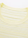 COMOBOCA Women's Ribbed Fine Stripe Knit T-Shirt