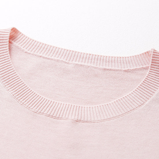 COMOBOCA Women's Floral Lace Trim Knit T-Shirt