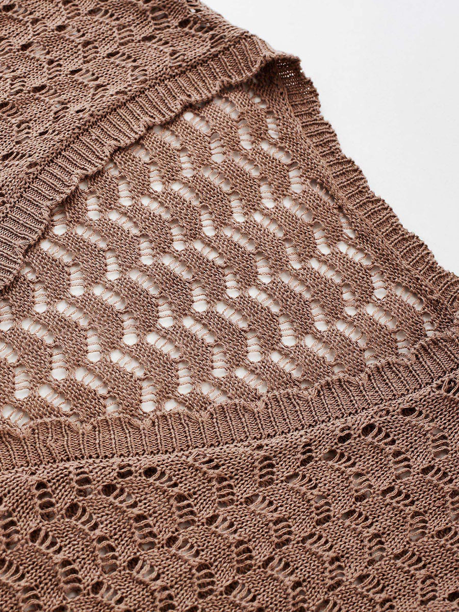 COMOBOCA Women's Linen Lace Knit Tie Front Cardigan