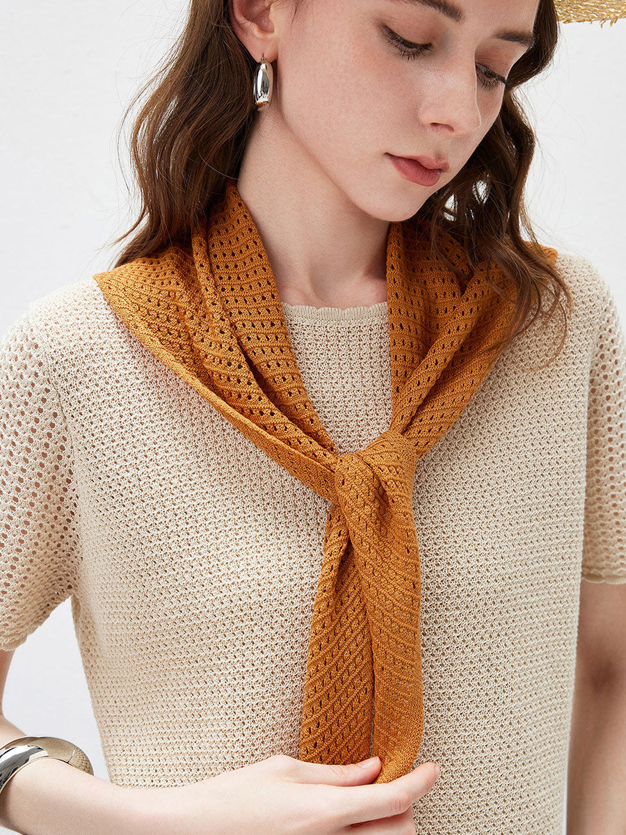COMOBOCA Women's Openwork Knit Triangle Shoulder Wrap Scarf
