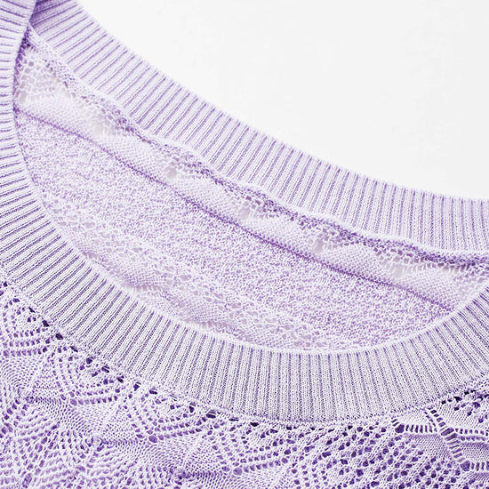 COMOBOCA Women's Openwork Striped Sleeveless Knit T-Shirt