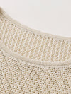 COMOBOCA Women's Openwork Round Neck Knit T-Shirt
