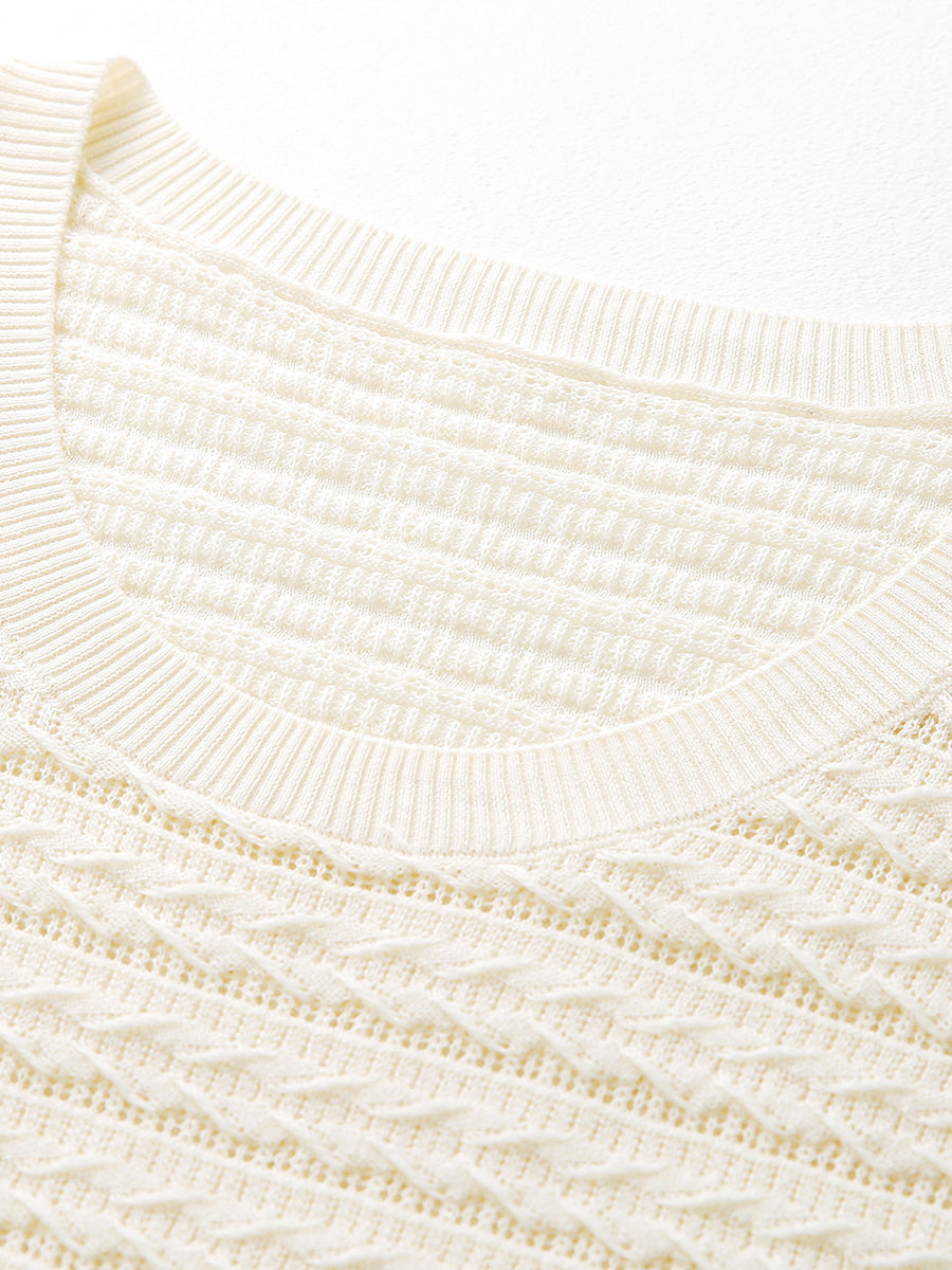 COMOBOCA Women's Textured Openwork Knit Sweater Vest