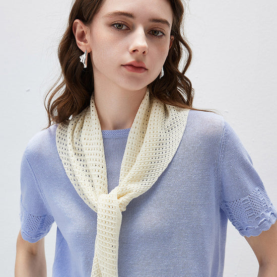 COMOBOCA Women's Openwork Knit Triangle Shoulder Wrap Scarf