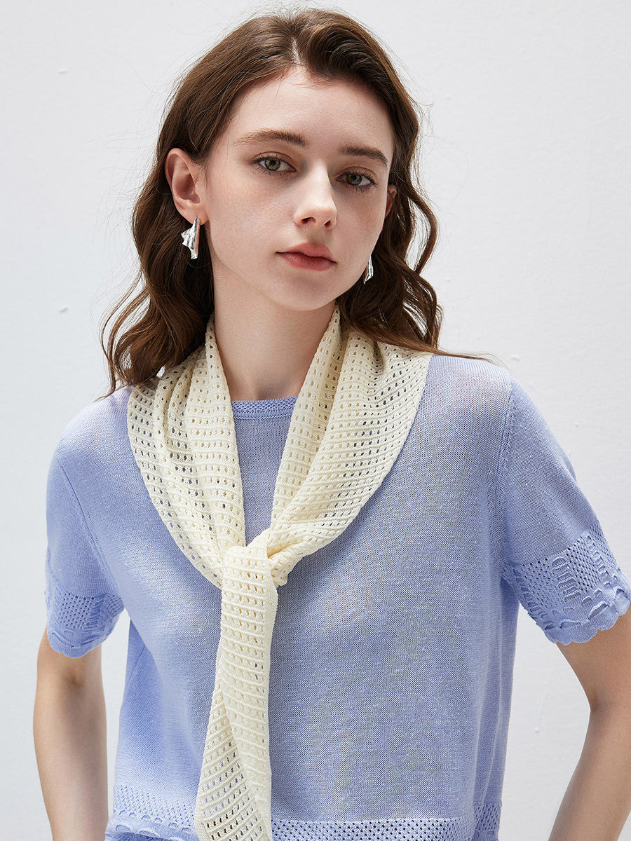 COMOBOCA Women's Openwork Knit Triangle Shoulder Wrap Scarf