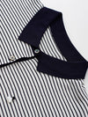 Women’s Mulberry Silk Knit Polo T-Shirt with Contrast Striped
