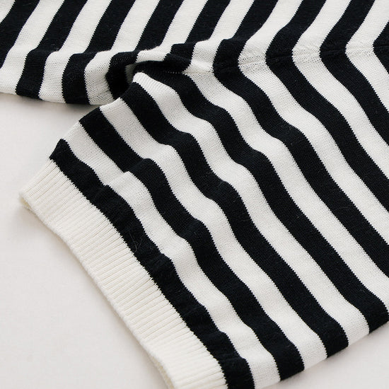 COMOBOCA Women's Striped Sailor Collar Knit Top