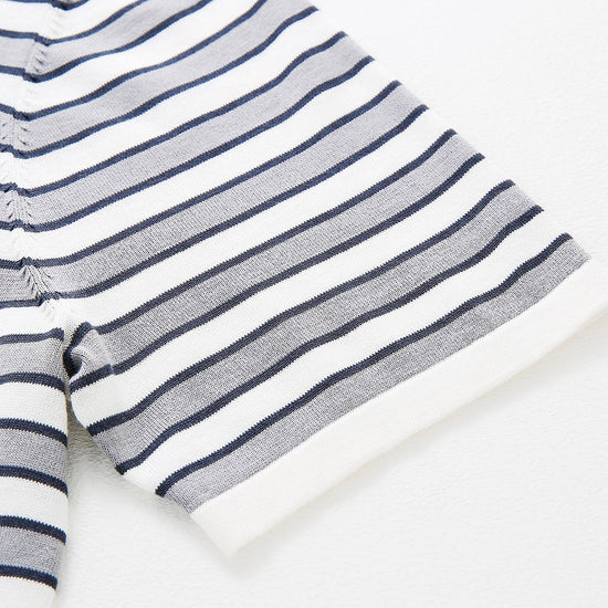 COMOBOCA Women's Embroidery Striped Knit Top