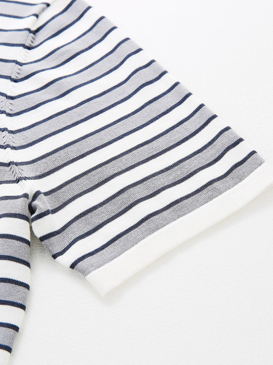 COMOBOCA Women's Embroidery Striped Knit Top