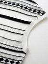 COMOBOCA Women's Geometric Stripe Polo Knit T-Shirt