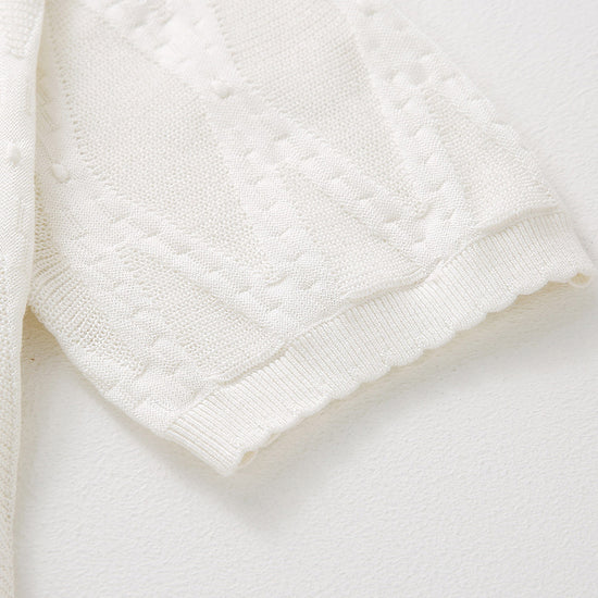 COMOBOCA Women's Heart Appliques Diamond Knit Top