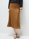 Women's solid color A-line skirt, mulberry silk blend woven