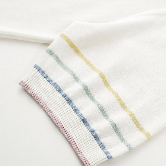 COMOBOCA Women's Knit Polo Top with Rainbow Stripes