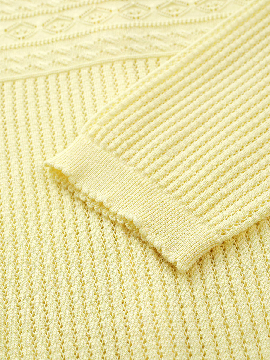 COMOBOCA Women's Pointelle Knit V-Neck Cardigan