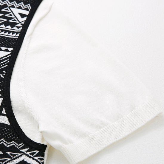 COMOBOCA Women's 2-in-1 Geometric Knit Top