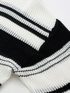 COMOBOCA Women's Asymmetric Stripe Mesh Knit Round Neck Sweater