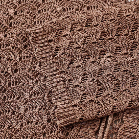 COMOBOCA Women's Linen Lace Knit Tie Front Cardigan