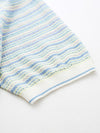 COMOBOCA Women's Pastel Marled Stripe Openwork Knit T-Shirt