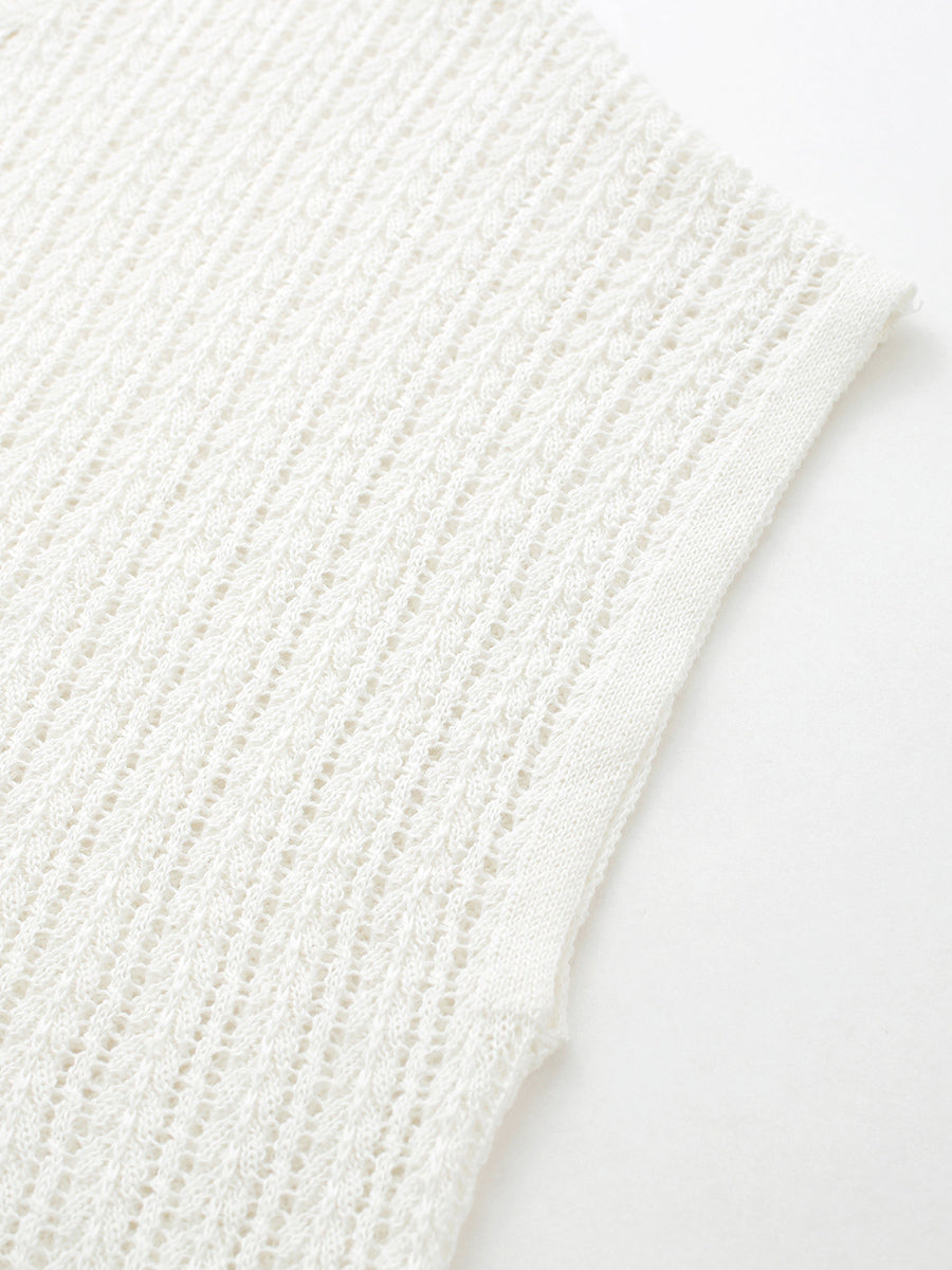 COMOBOCA Women's Openwork Side Slit Knit Top