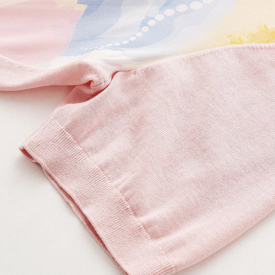 COMOBOCA Women's Floral Print Panel Knit T-Shirt