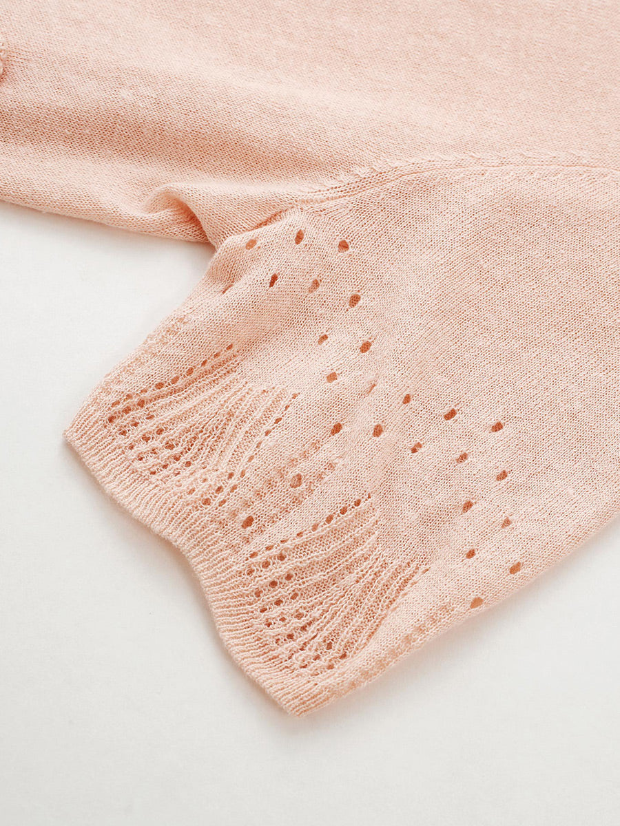 COMOBOCA Women's Sheer Openwork Knit T-Shirt