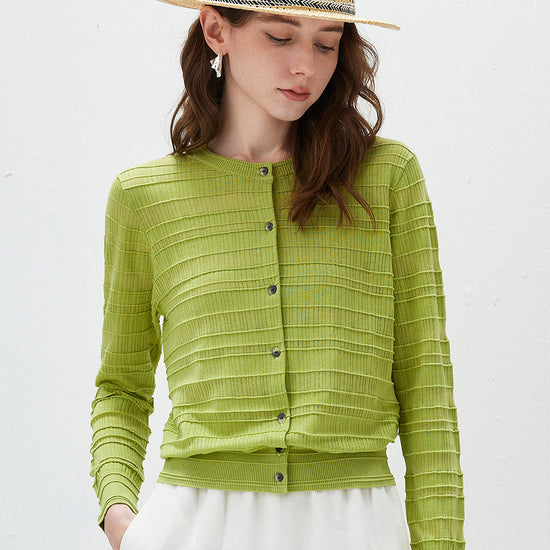 COMOBOCA Women's Textured Ribbed Knit Cardigan