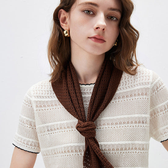 COMOBOCA Women's Openwork Knit Triangle Shoulder Wrap Scarf