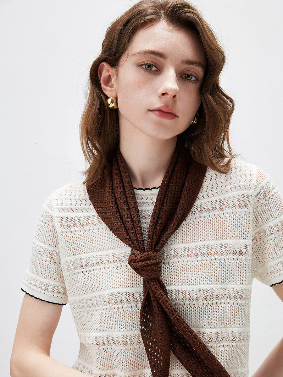 COMOBOCA Women's Openwork Knit Triangle Shoulder Wrap Scarf