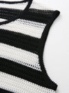 COMOBOCA Women's Crochet Knit Stripe Tank Top