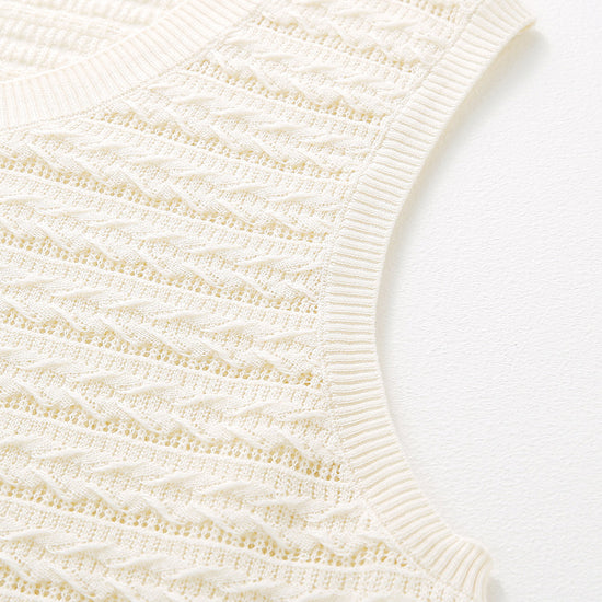 COMOBOCA Women's Textured Openwork Knit Sweater Vest