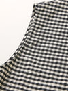 Women's V-neck Mulberry Silk Cotton Plaid Sleeveless Vest With Side Slit
