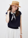 Women’s Mulberry Silk Contrast Collar Striped Knit T-Shirt