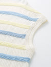 COMOBOCA Women's Striped Knit Cap Sleeve T-Shirt