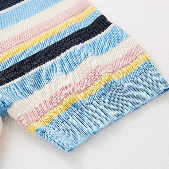 COMOBOCA Women's Multi-Color Stripe Knit T-Shirt