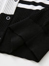 Women’s Round Neck Mulberry Silk Blend Contrast Color Striped Knitted Cardigan
