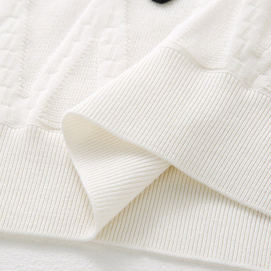 COMOBOCA Women's Heart Appliques Diamond Knit Top