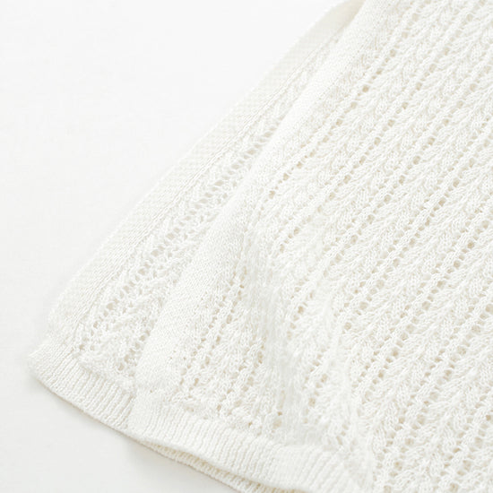 COMOBOCA Women's Openwork Side Slit Knit Top