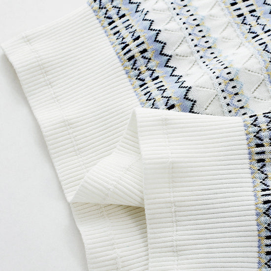 COMOBOCA Women's Fair Isle Semi Sheer Knit T-Shirt