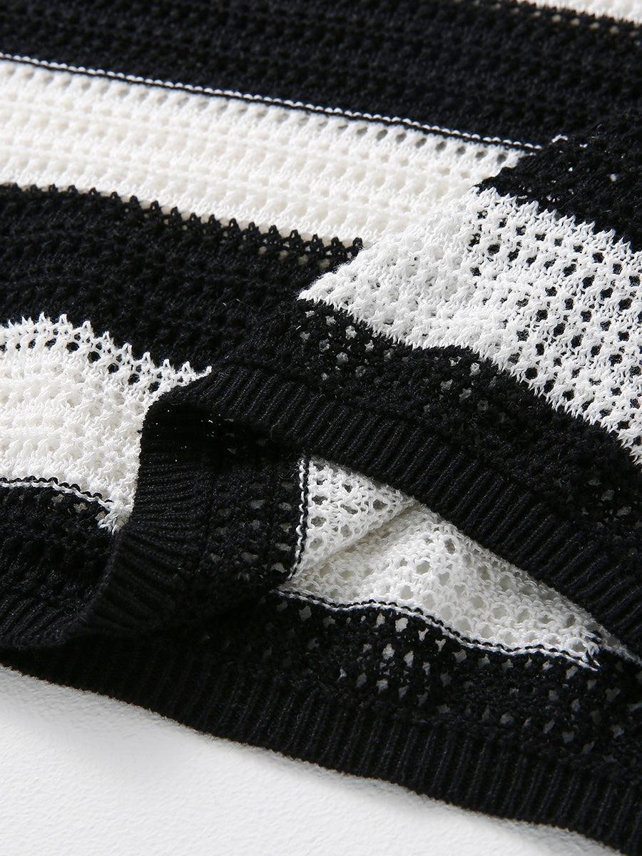 COMOBOCA Women's Crochet Knit Stripe Tank Top